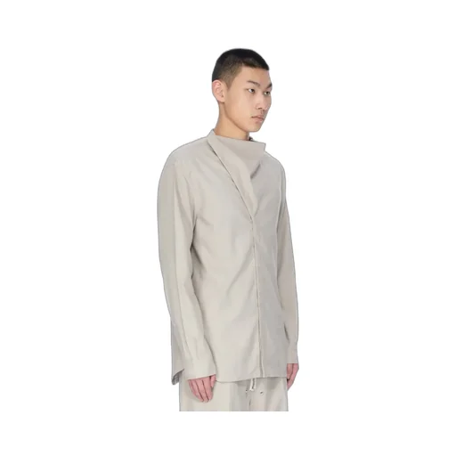 Rick Owens Concordians Island Shirt In Pearl Wool Flannel