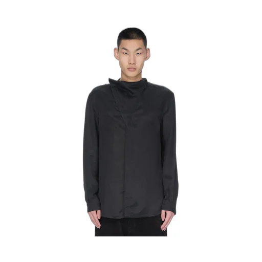 Rick Owens Concordians Island Shirt In Black Washed Cupro