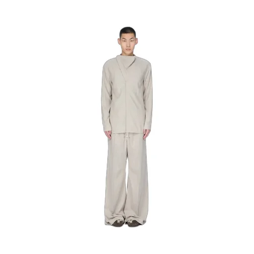 Rick Owens Concordians Island Shirt In Pearl Wool Flannel