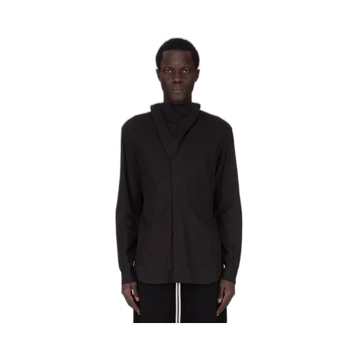 Rick Owens Concordians Island Shirt In Black Wool Flannel