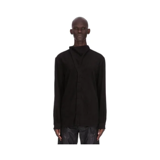 Rick Owens Concordians Island Shirt In Black Linen Corduroy