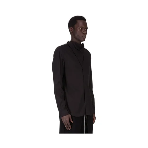 Rick Owens Concordians Island Shirt In Black Wool Flannel