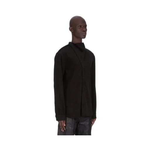 Rick Owens Concordians Island Shirt In Black Linen Corduroy