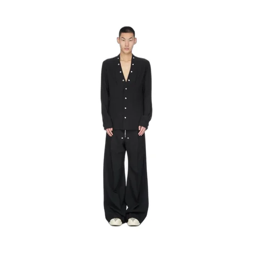 Rick Owens Concordians Larry Fogpocket Shirt In Black Wool Sable