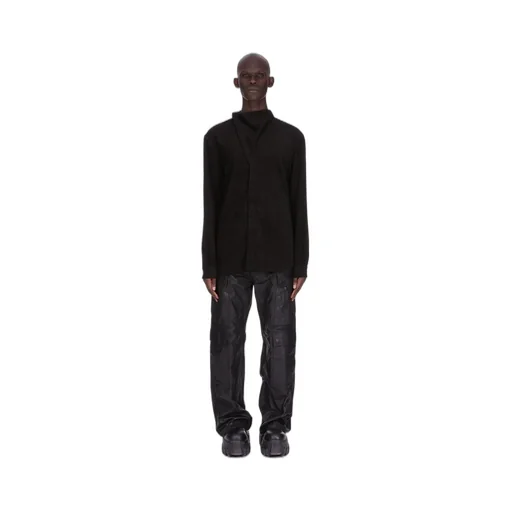 Rick Owens Concordians Island Shirt In Black Linen Corduroy