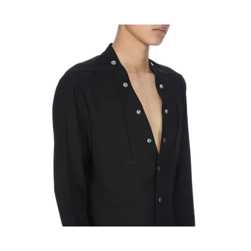 Rick Owens Concordians Larry Fogpocket Shirt In Black Wool Sable