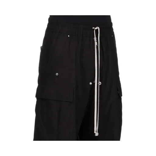 Rick Owens Concordians Cargobelas In Black Wool Flannel
