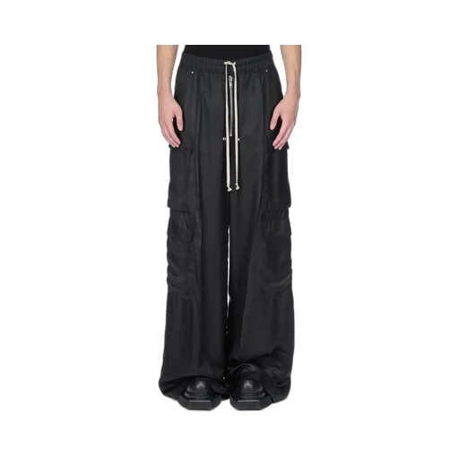 Rick Owens Concordians Cargobelas In Black Cupro Twill