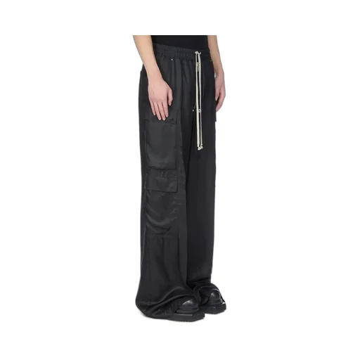Rick Owens Concordians Cargobelas In Black Cupro Twill
