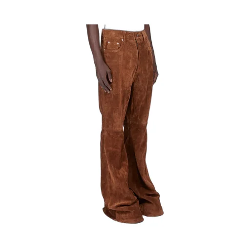 Rick Owens Concordians Bolan Bootcut In Chestnut Suede Leather.