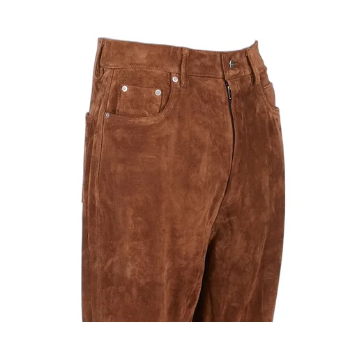 Rick Owens Concordians Bolan Bootcut In Chestnut Suede Leather.
