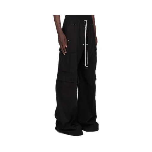 Rick Owens Concordians Cargobelas In Black Wool Flannel