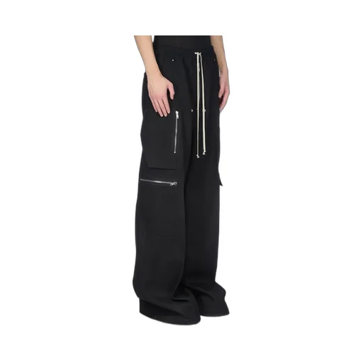 Rick Owens Concordians Cargobelas In Black Wool Drill.