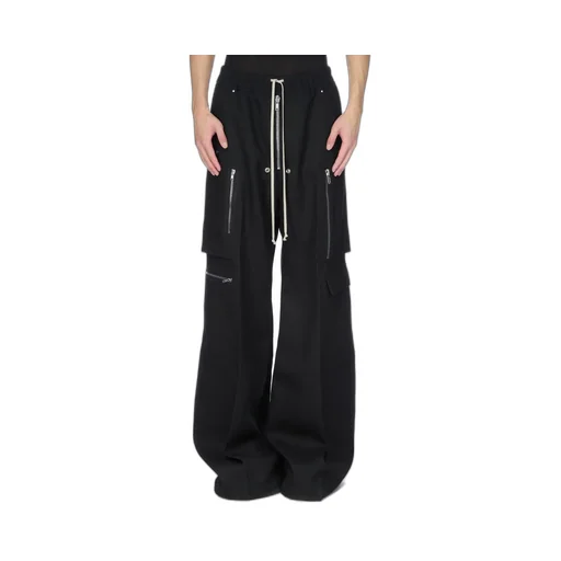 Rick Owens Concordians Cargobelas In Black Wool Drill.