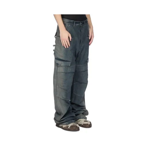 Rick Owens Concordians Stefan Cargo In Black Coated Poplin.