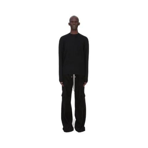 Rick Owens Concordians Cargobelas In Black Linen Corduroy