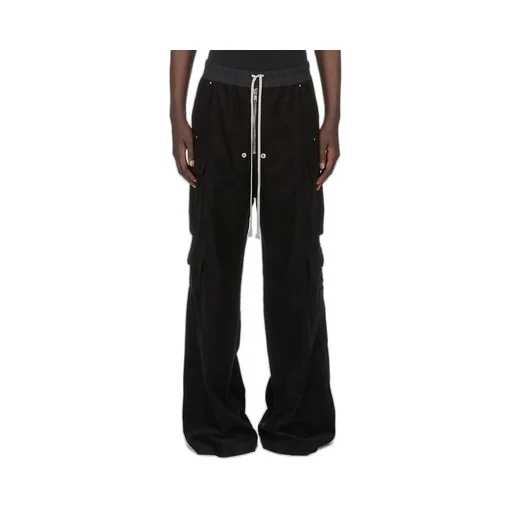 Rick Owens Concordians Cargobelas In Black Linen Corduroy