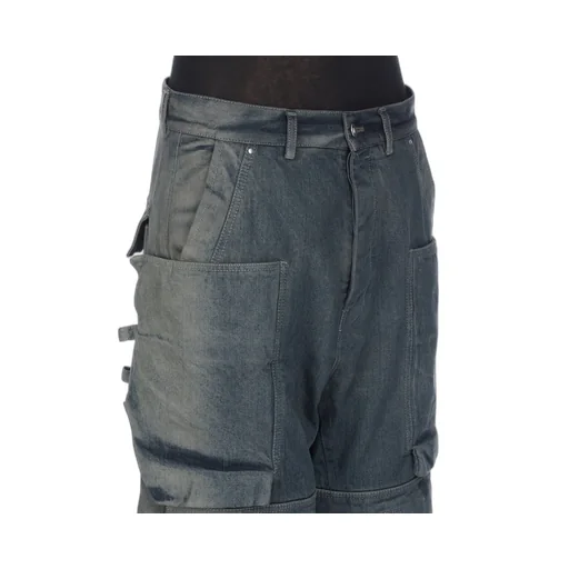 Rick Owens Concordians Stefan Cargo In Black Coated Poplin.