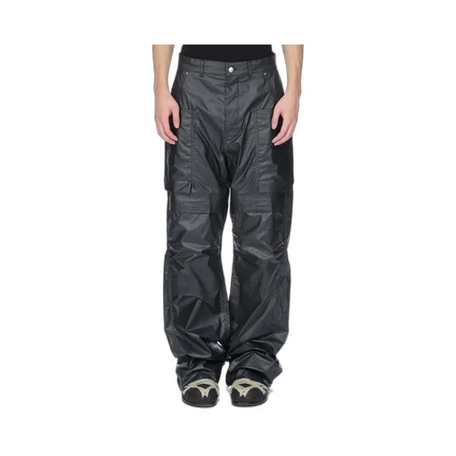 Rick Owens Concordians Stefan Cargo In Black Coated Poplin