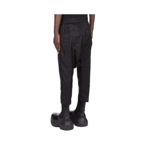 Rick Owens Concordians Drawstring Cropped In Black Cupro Twill
