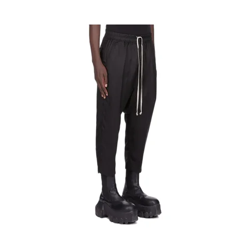 Rick Owens Concordians Drawstring Cropped In Black Cupro Twill