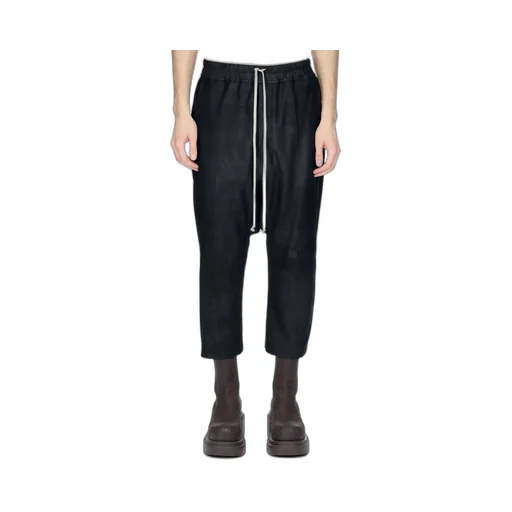 Rick Owens Concordians Drawstring Cropped In Black Blister Lamb Leather