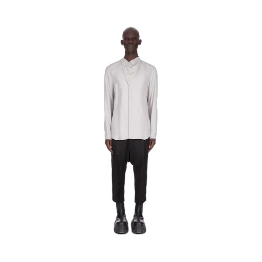 Rick Owens Concordians Drawstring Cropped In Black Cupro Twill