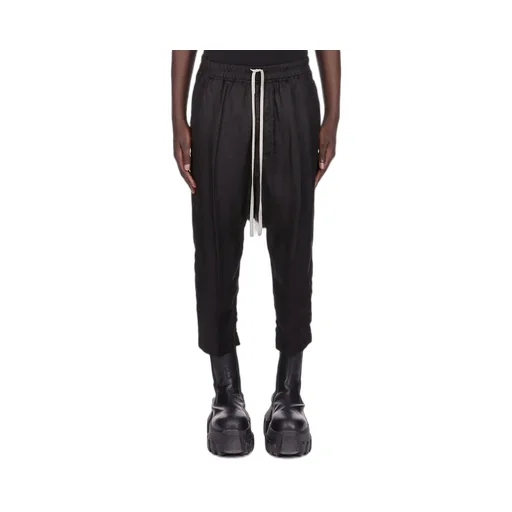 Rick Owens Concordians Drawstring Cropped In Black Cupro Twill