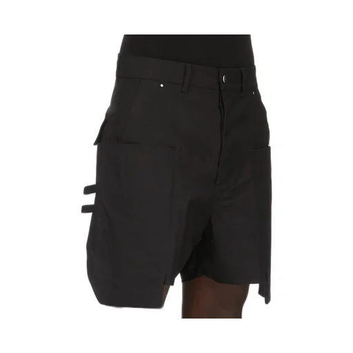 Rick Owens Concordians Stefan Cargo Shorts In Black Heavy Cotton Poplin