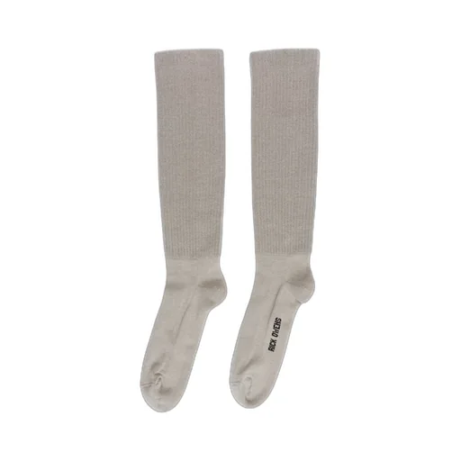 Rick Owens Concordians Mid Calf Socks In Pearl/Black Cotton Knit