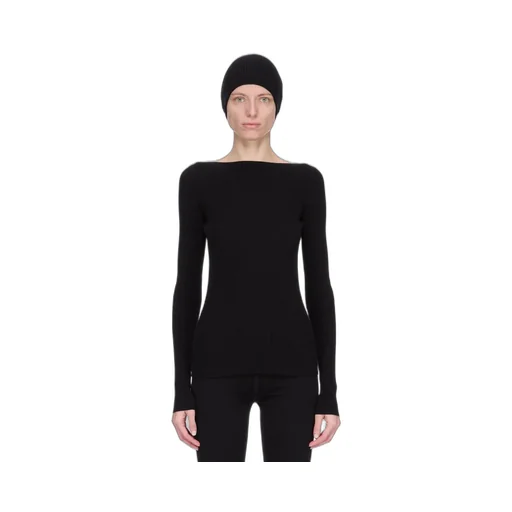 Rick Owens Concordians Ribbed Beanie In Black Ribbed Knit