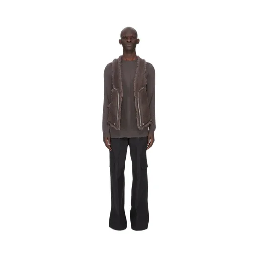 Rick Owens Concordians Biker Level In Darkdust Lightweight Cashmere Knit