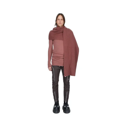 Rick Owens Concordians Long Scarf In Rosewood Boiled Recycled Cashmere Knit