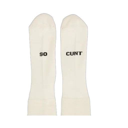 Rick Owens Concordians So Cunt Socks In Natural/Black Cotton Knit