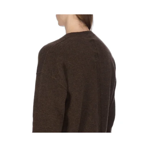 Rick Owens Concordians Tommy V Neck In Brown Alpaca Knit