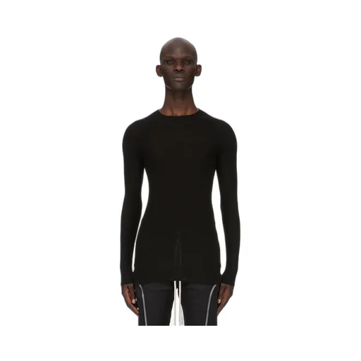 Rick Owens Concordians Ribbed Round Neck In Black Ribbed Knit