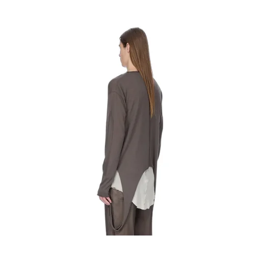 Rick Owens Concordians Slashed Pull In Darkdust Lightweight Rasato Knit