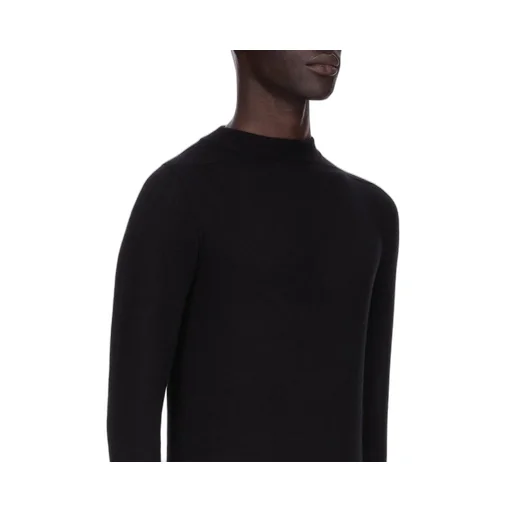Rick Owens Concordians Level Lupetto In Black Lightweight Cashmere Knit