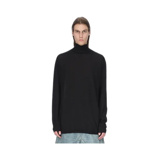Rick Owens Concordians Oversized Turtle In Black Lightweight Cashmere Knit