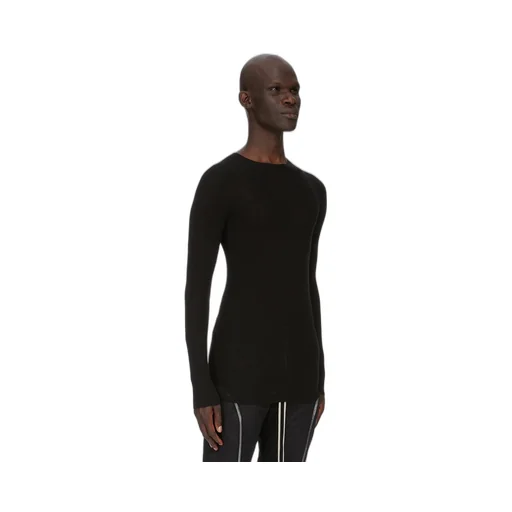 Rick Owens Concordians Ribbed Round Neck In Black Ribbed Knit