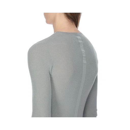 Rick Owens Concordians Ribbed Round Neck In Washed Indigo Ribbed Knit