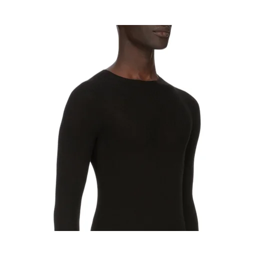 Rick Owens Concordians Ribbed Round Neck In Black Ribbed Knit