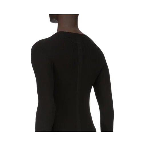 Rick Owens Concordians Ribbed Round Neck In Black Ribbed Knit