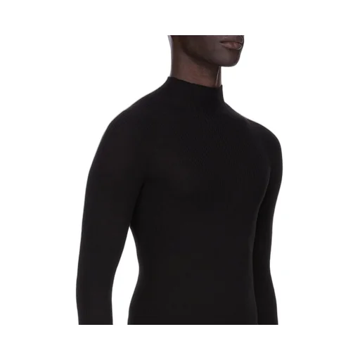Rick Owens Concordians Ribbed Lupetto In Black Ribbed Knit