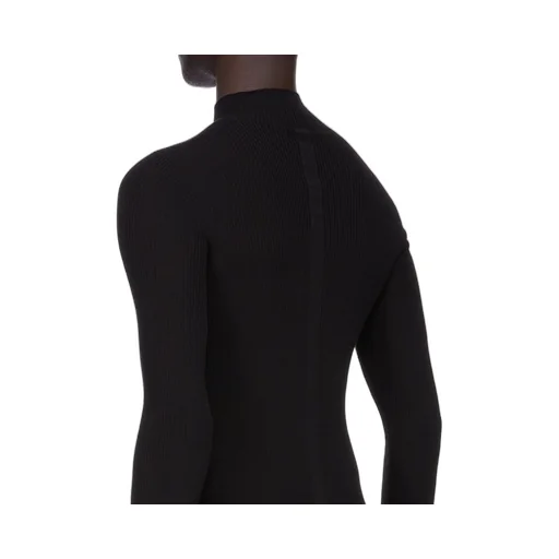 Rick Owens Concordians Ribbed Lupetto In Black Ribbed Knit