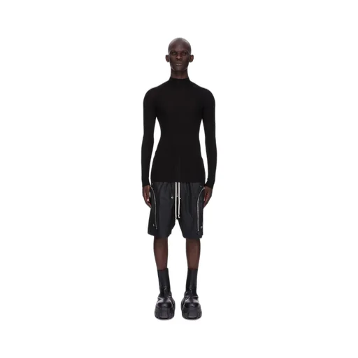 Rick Owens Concordians Ribbed Lupetto In Black Ribbed Knit