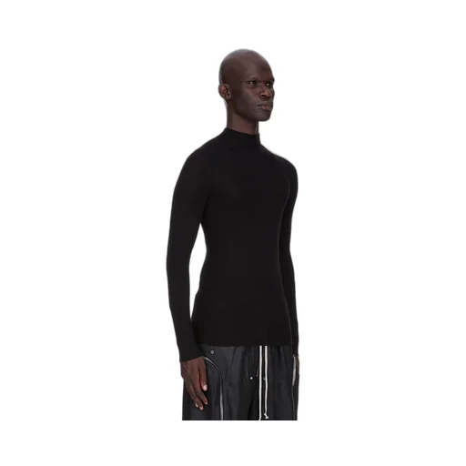 Rick Owens Concordians Ribbed Lupetto In Black Ribbed Knit