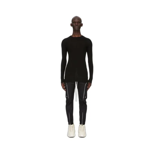 Rick Owens Concordians Ribbed Round Neck In Black Ribbed Knit