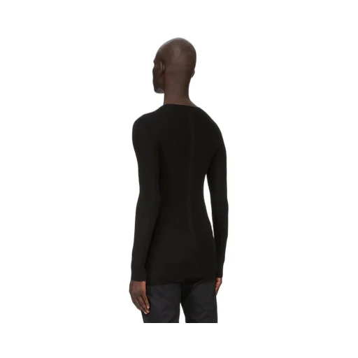 Rick Owens Concordians Ribbed Round Neck In Black Ribbed Knit