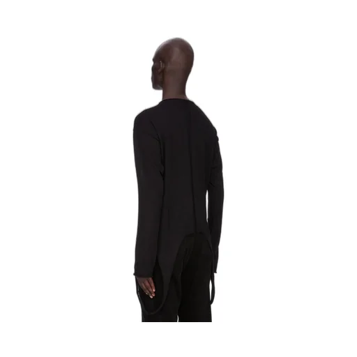 Rick Owens Concordians Slashed Pull In Black Lightweight Rasato Knit